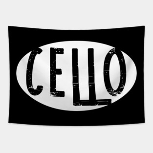 Cello Oval Rough White Text Tapestry