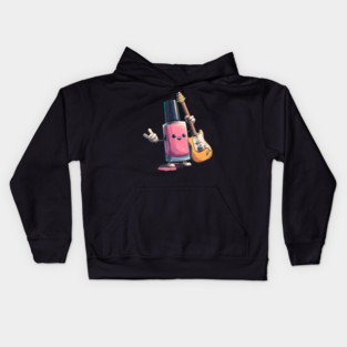 Pink Nail Colors With Electric Guitar Look Kids Hoodie