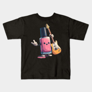 Pink Nail Colors With Electric Guitar Look Kids T-Shirt
