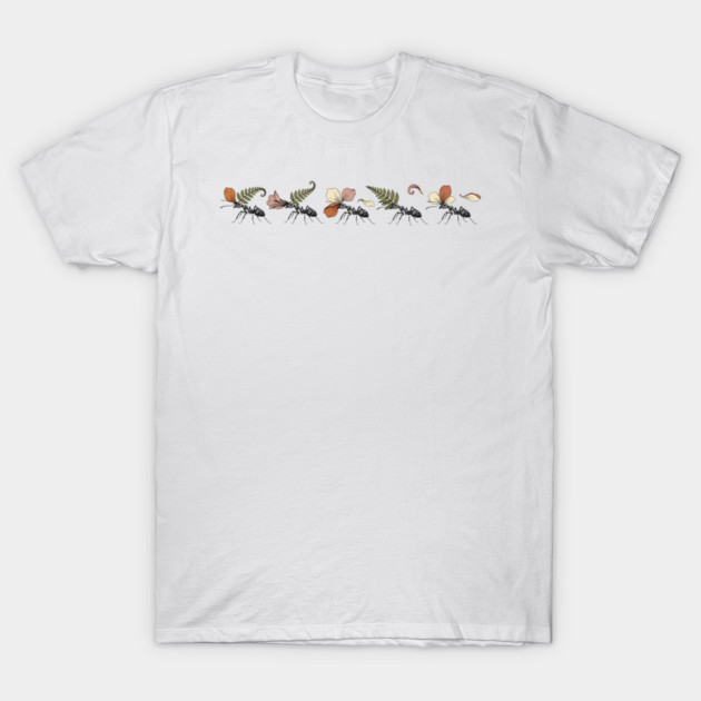 Leafcutter Ants with Fern and Petals T-Shirt by BirdsnStuff