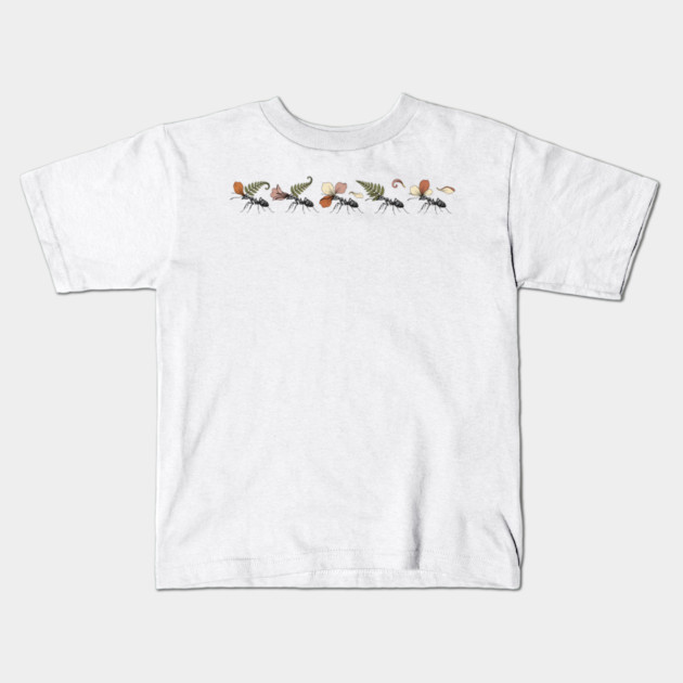 Leafcutter Ants with Fern and Petals Kids T-Shirt by BirdsnStuff