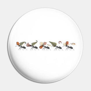 Leafcutter Ants with Fern and Petals Pin