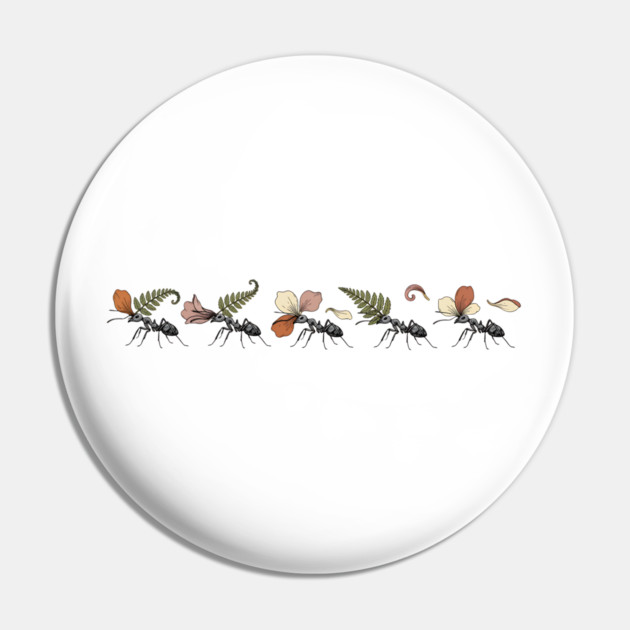 Leafcutter Ants with Fern and Petals Pin by BirdsnStuff