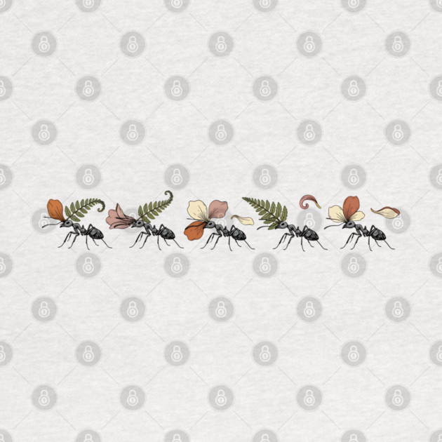 Leafcutter Ants with Fern and Petals by BirdsnStuff