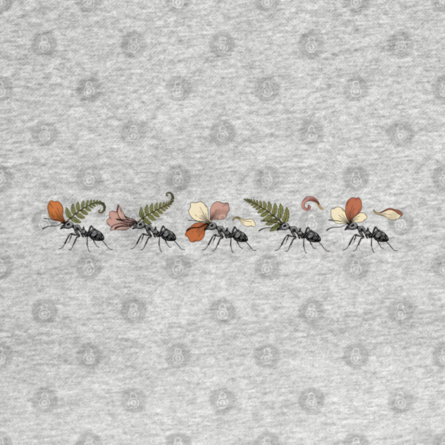 Leafcutter Ants with Fern and Petals by BirdsnStuff