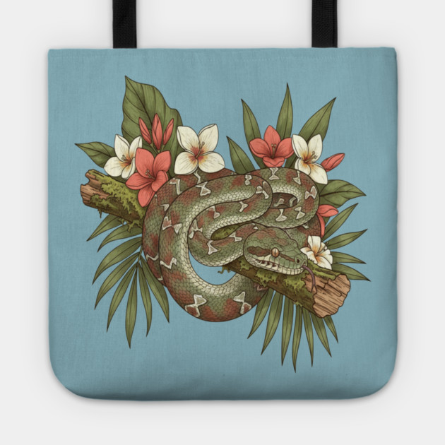 Madagascar Tree Boa Jungle Design Tote by BirdsnStuff