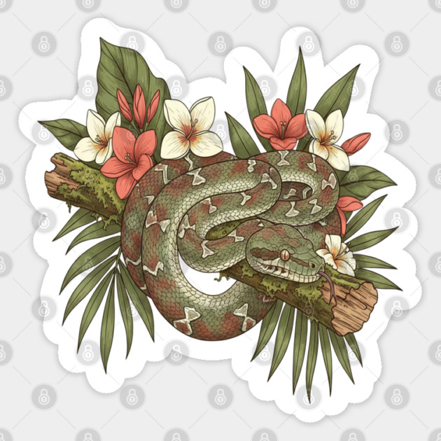 Madagascar Tree Boa Jungle Design Sticker by BirdsnStuff