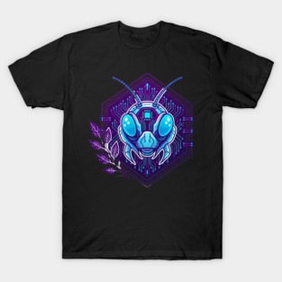 Cyber Bee Tech Art - Futuristic Neon Circuit Honeybee Illustration T-Shirt