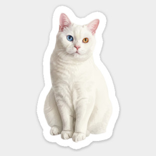 White Cat with Heterochromia Watercolor Magnet