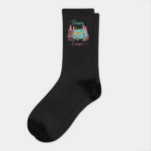 Funny Happy Camping Camper Camp Lover Trailer RV Socks