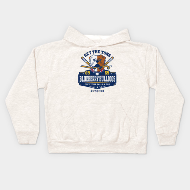 Shoresy Hoodie Merch - Hockey Jersey Sudbury Blueberry Bulldogs Kids Hoodie by celestial_artworks