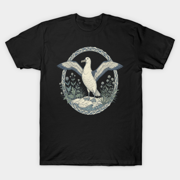 Albatross Ocean Wildlife Illustration T-Shirt by BirdsnStuff