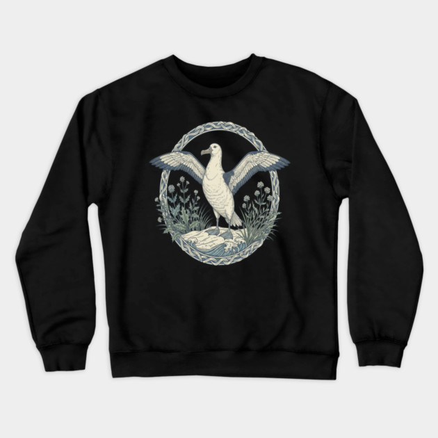 Albatross Ocean Wildlife Illustration Crewneck Sweatshirt by BirdsnStuff