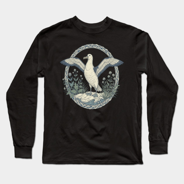 Albatross Ocean Wildlife Illustration Long Sleeve T-Shirt by BirdsnStuff