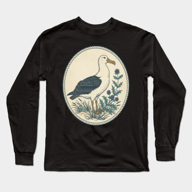 Albatross Maritime Sea Holly Art Long Sleeve T-Shirt by BirdsnStuff