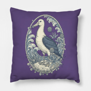 Nautical Albatross Ocean Wildlife Art Pillow