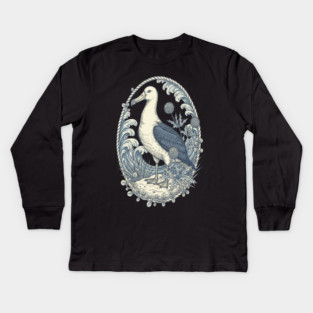 Nautical Albatross Ocean Wildlife Art Kids Long Sleeve T-Shirt