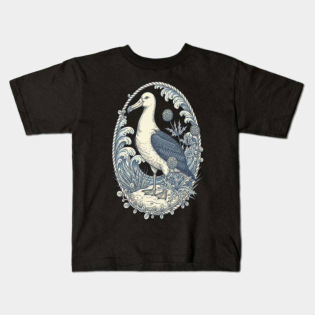 Nautical Albatross Ocean Wildlife Art Kids T-Shirt by BirdsnStuff
