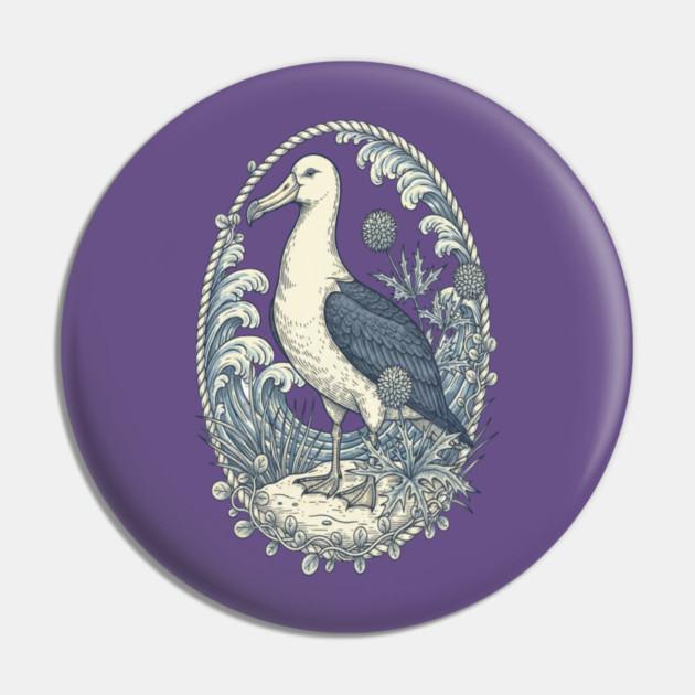 Nautical Albatross Ocean Wildlife Art Pin by BirdsnStuff