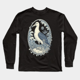 Nautical Albatross Ocean Wildlife Art Long Sleeve T-Shirt