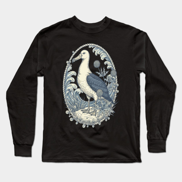 Nautical Albatross Ocean Wildlife Art Long Sleeve T-Shirt by BirdsnStuff