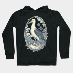 Nautical Albatross Ocean Wildlife Art Hoodie