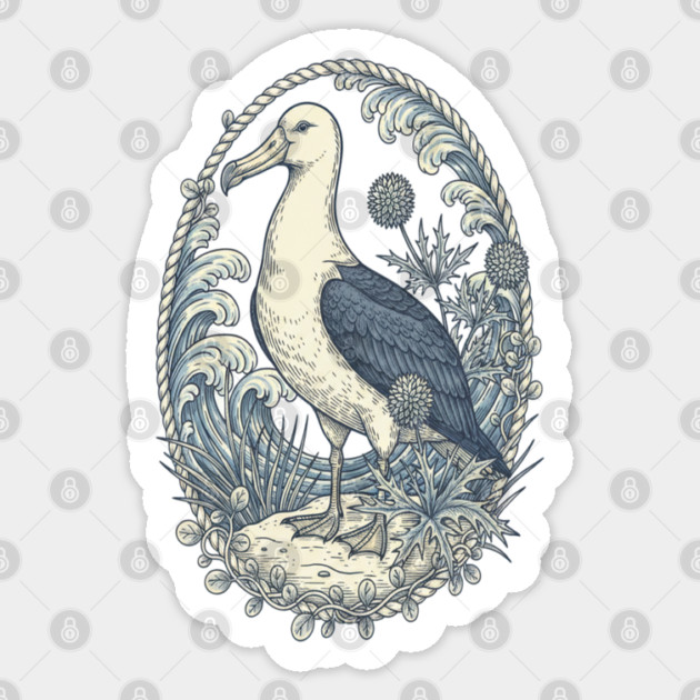 Nautical Albatross Ocean Wildlife Art Sticker by BirdsnStuff