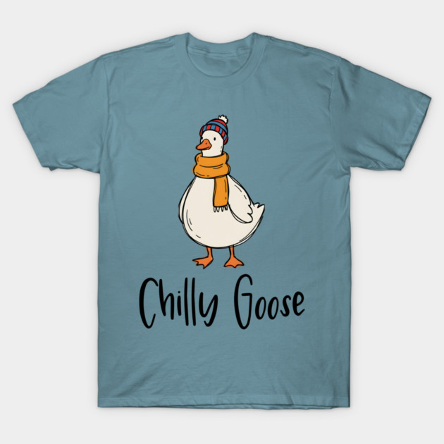 Chilly Goose dressed in beanie knit hat and scarf T-Shirt by Luxinda
