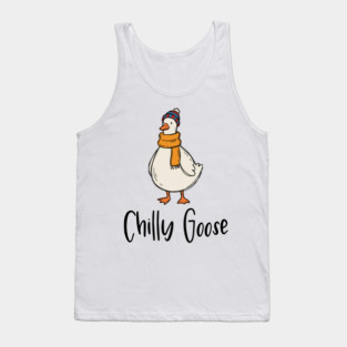 Chilly Goose dressed in beanie knit hat and scarf Tank Top