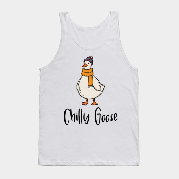 Chilly Goose dressed in beanie knit hat and scarf Tank Top by Luxinda