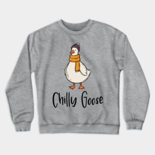 Chilly Goose dressed in beanie knit hat and scarf Crewneck Sweatshirt