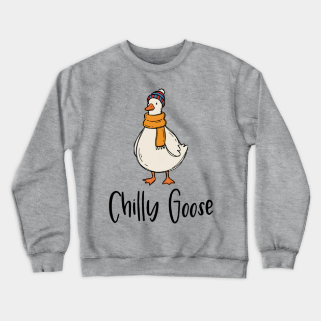 Chilly Goose dressed in beanie knit hat and scarf Crewneck Sweatshirt by Luxinda
