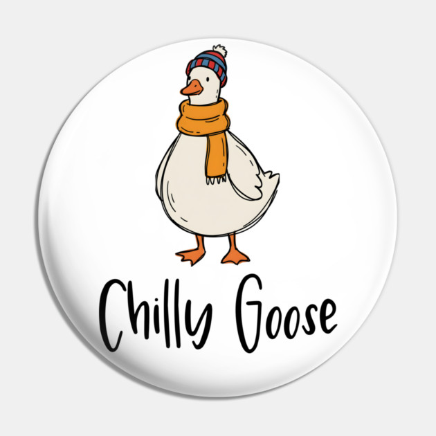 Chilly Goose dressed in beanie knit hat and scarf Pin by Luxinda