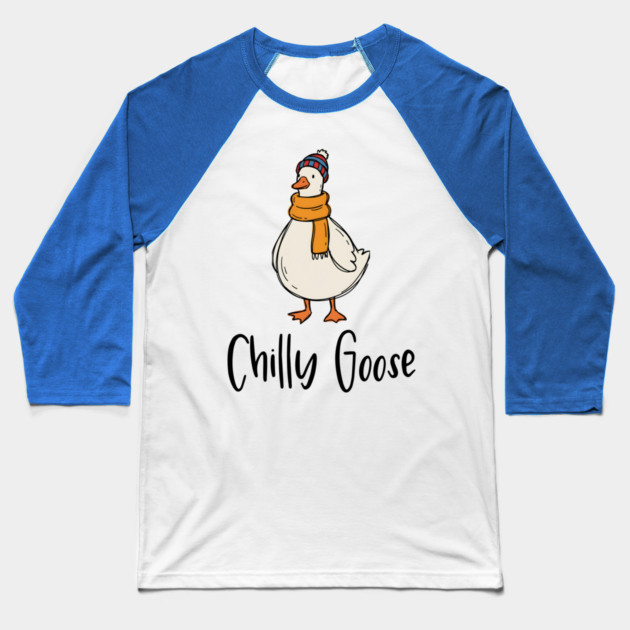 Chilly Goose dressed in beanie knit hat and scarf Baseball T-Shirt by Luxinda