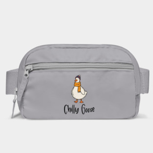 Chilly Goose dressed in beanie knit hat and scarf Bag