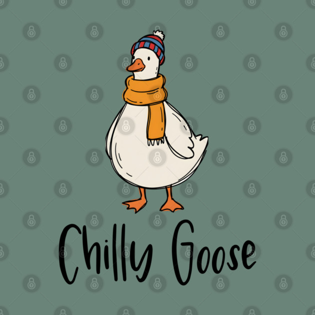 Chilly Goose dressed in beanie knit hat and scarf by Luxinda
