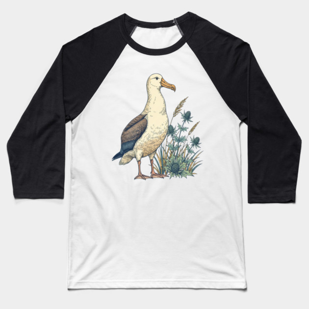 Coastal Albatross Dune Wildlife Art Baseball T-Shirt by BirdsnStuff