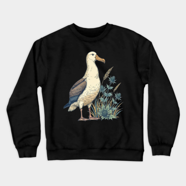 Coastal Albatross Dune Wildlife Art Crewneck Sweatshirt by BirdsnStuff