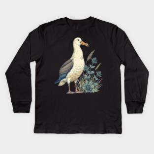 Coastal Albatross Dune Wildlife Art Kids Long Sleeve T-Shirt