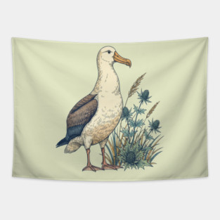 Coastal Albatross Dune Wildlife Art Tapestry