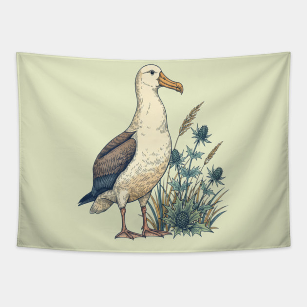 Coastal Albatross Dune Wildlife Art Tapestry by BirdsnStuff