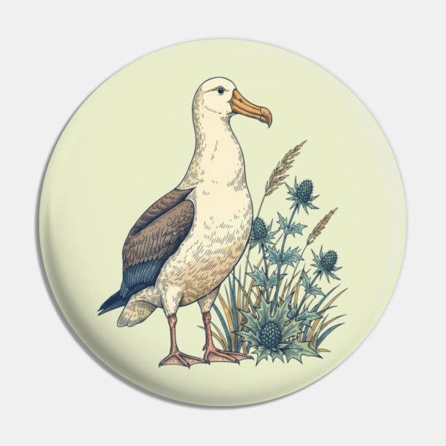 Coastal Albatross Dune Wildlife Art Pin by BirdsnStuff