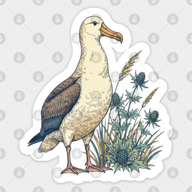 Coastal Albatross Dune Wildlife Art Sticker by BirdsnStuff