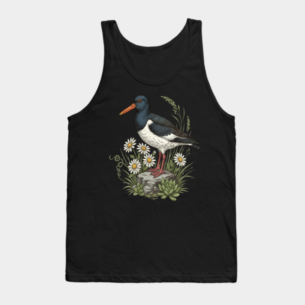Coastal Oystercatcher Daisy Wildlife Art Tank Top by BirdsnStuff