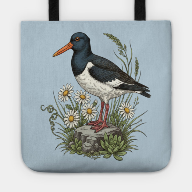 Coastal Oystercatcher Daisy Wildlife Art Tote by BirdsnStuff