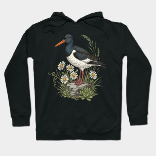 Coastal Oystercatcher Daisy Wildlife Art Hoodie