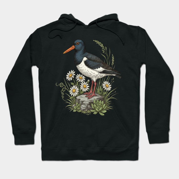 Coastal Oystercatcher Daisy Wildlife Art Hoodie by BirdsnStuff