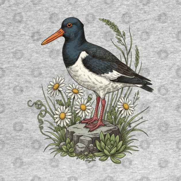 Coastal Oystercatcher Daisy Wildlife Art by BirdsnStuff