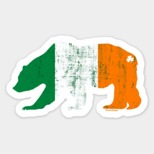 St. Patricks Day Irish Flag Grizzly Bear with Clover | BearlyBrand Sticker