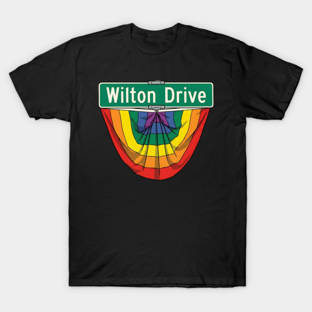 Wilton Drive Rainbow Pride Street Sign T-Shirt by WarFX Designs